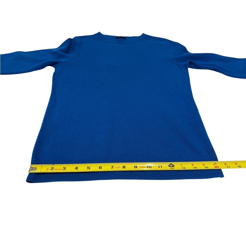 NWT Talbots Petite 100% Cashmere Blue Crew Neck Pullover Sweater PM ECU - Picture 6 of 11